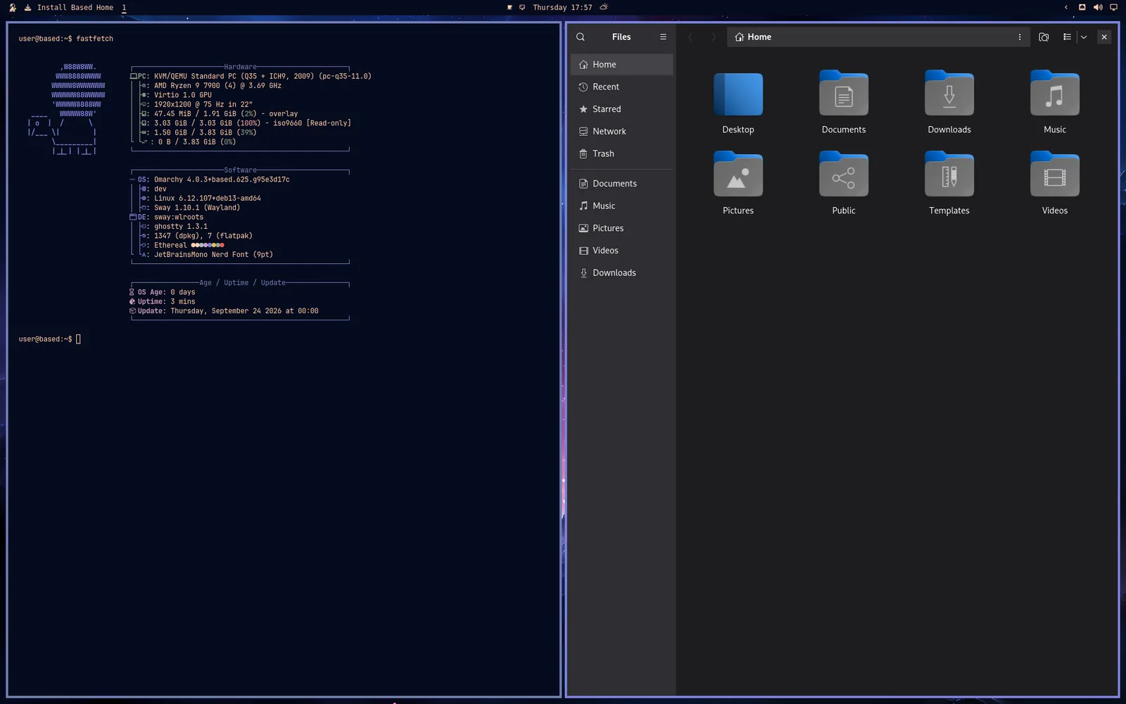 The Based sway desktop, booted live